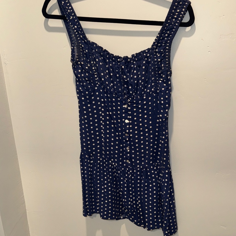 Frankie’s Bikinis Christa Dress in Blue Polka Dot